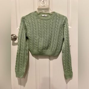 Crop cable knit sweater